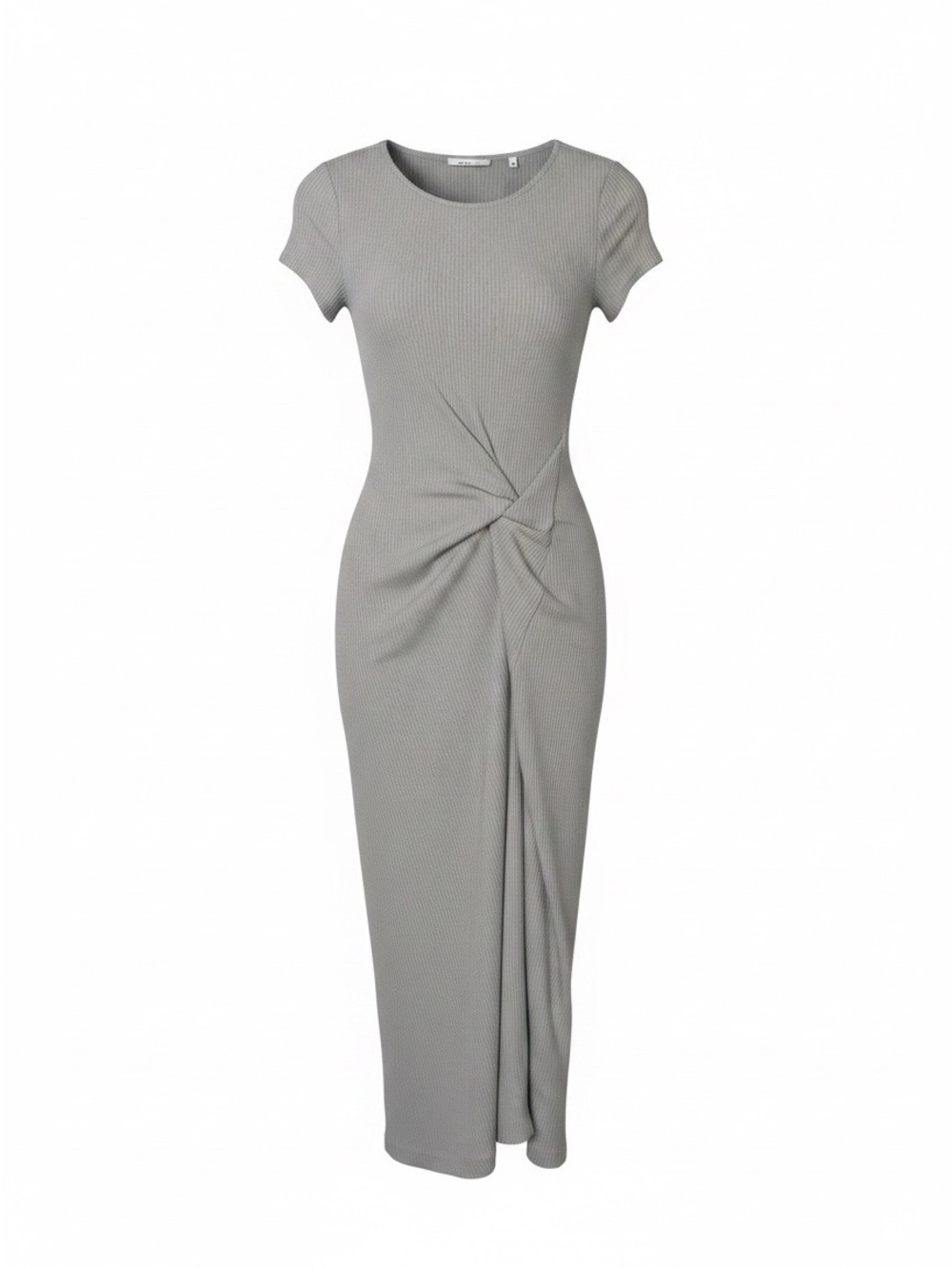 Ellie Tahari Classic Twist-Front Cap-Sleeve Dress in Light Beige